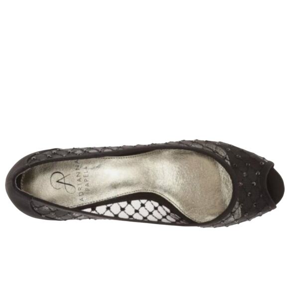 Adrianna Papell Juliette Black Aria Mesh Peeptoe Dress Pump New in Box MSRP $128 - Picture 6 of 10